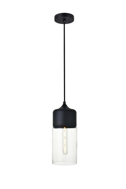 ASHWELL Pendant by Elegant Lighting – Lights: 1 Light (5.10"L x 5.10"W x 12.60"H) – Finish: Black with Black And Clear Glass and Clear Shade – Elegant Lighting-LD2240BK