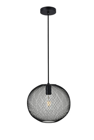 Buy black-with-black-glass-and-metal-shade KELLER Pendant by Elegant Lighting