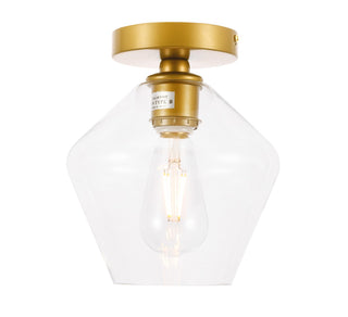 Buy brass-with-clear-glass-and-clear-shade Gene Flush Mount Light by Elegant Lighting