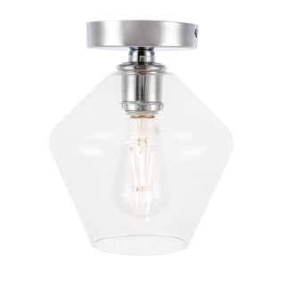 Buy chrome-with-clear-glass-and-clear-shade Gene Flush Mount Light by Elegant Lighting