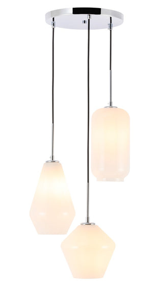 Buy chrome-with-frosted-white-glass-and-white-shade Gene Pendant by Elegant Lighting