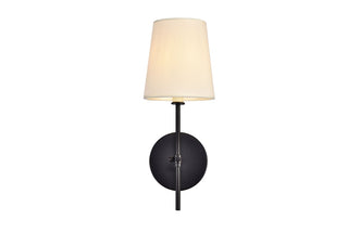 Buy black-with-off-white-glass-and-white-shade Mel Outdoor (Damp) Sconce by Elegant Lighting