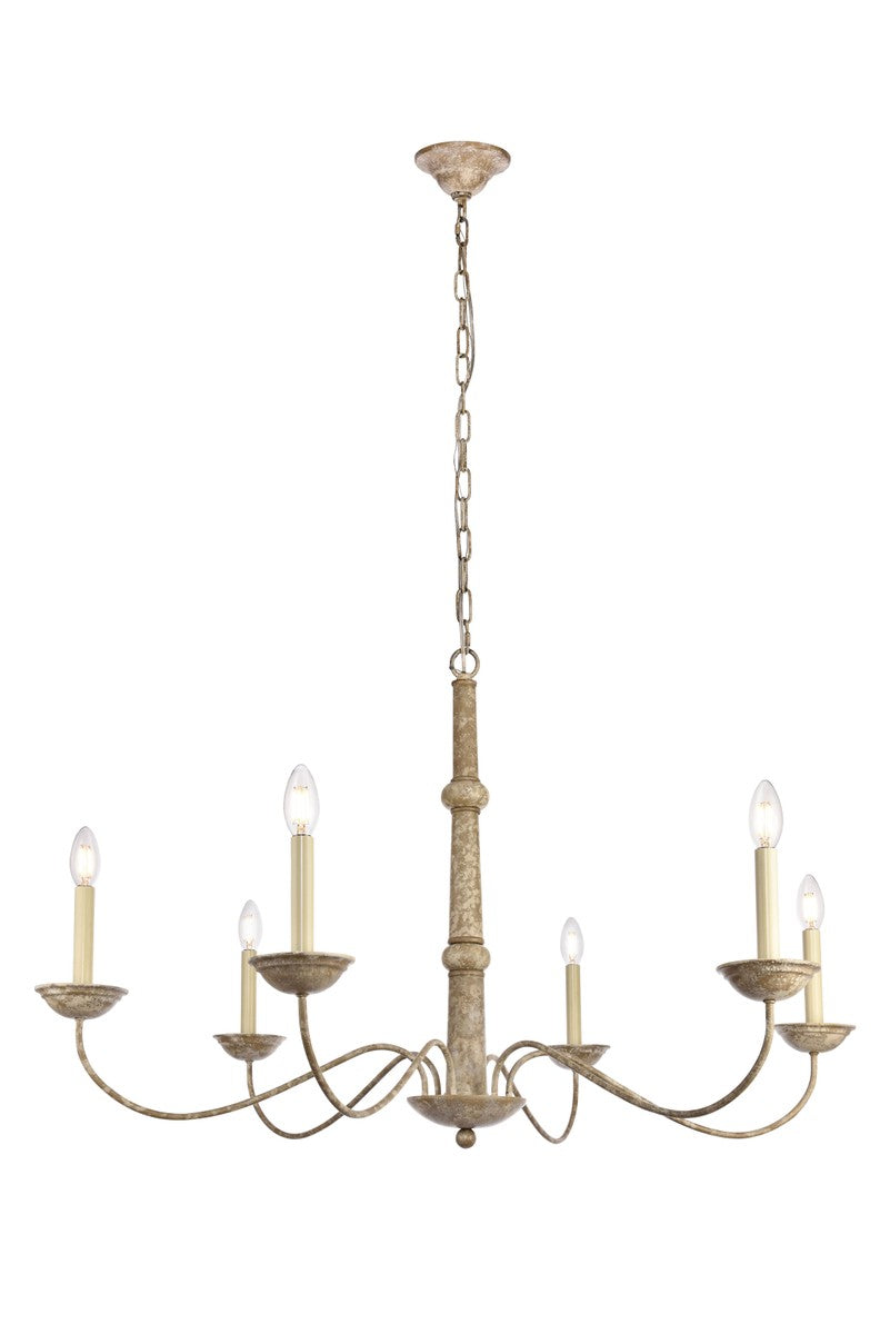 Merritt Chandelier by Elegant Lighting – Lights: 6 Light (39.80"L x 39.80"W x 24.00"H) – Finish: Weathered Dove – Elegant Lighting-LD6007D40WD