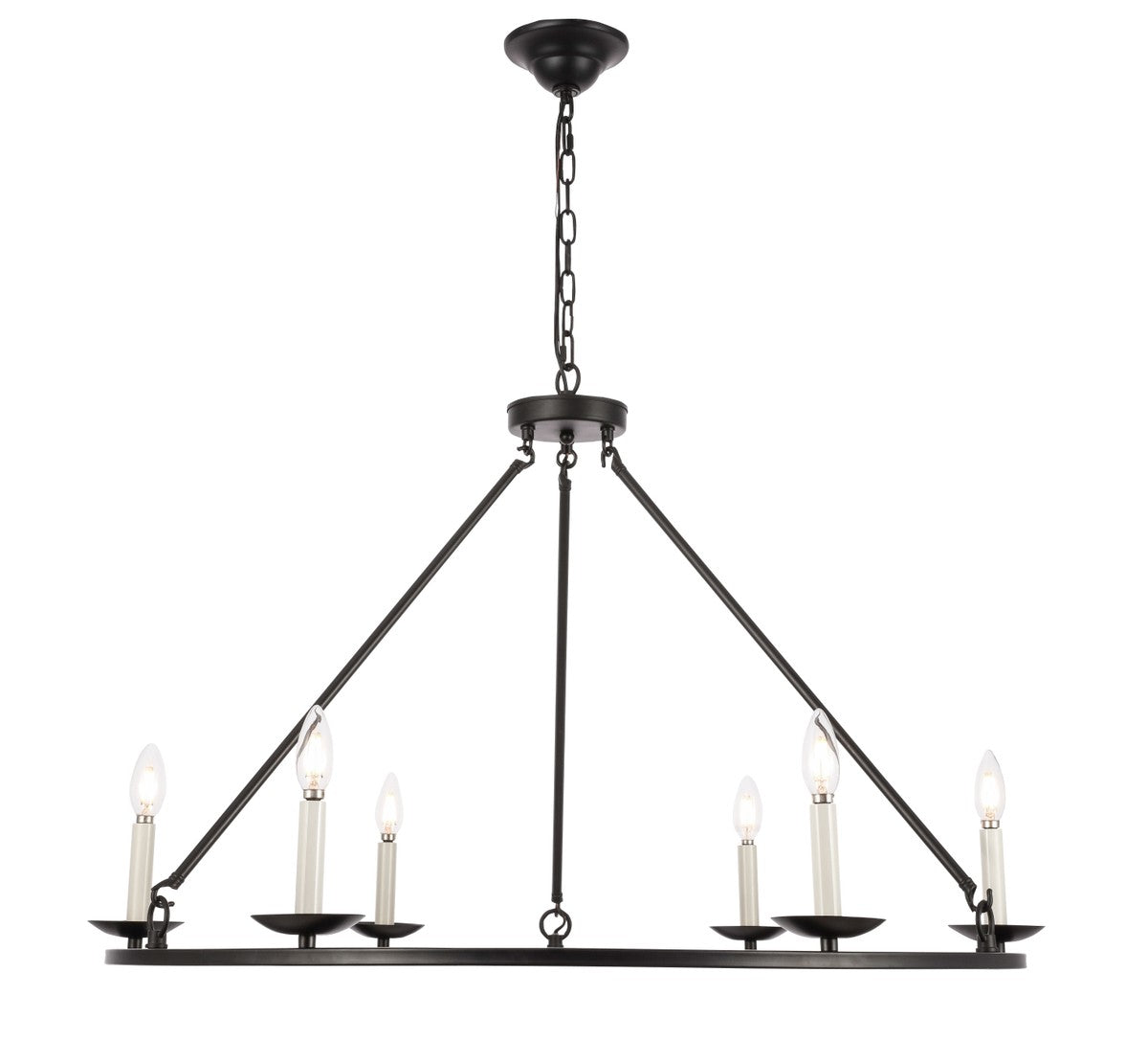 Maine Chandelier by Elegant Lighting – Lights: 6 Light (36.00"L x 36.00"W x 24.00"H) – Finish: Black – Elegant Lighting-LD6010D36BK
