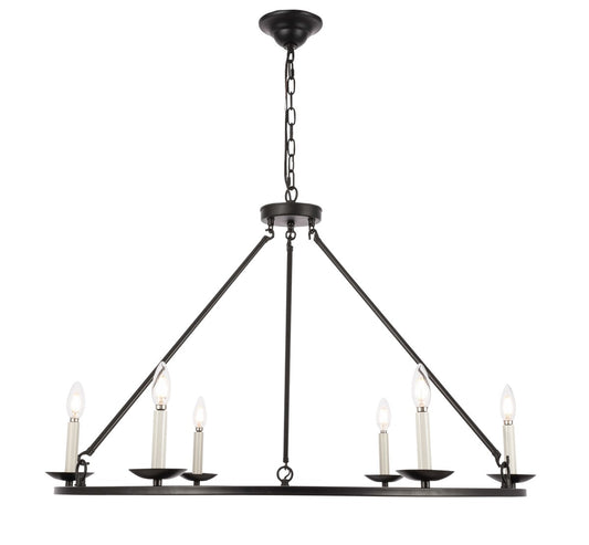 Maine Chandelier by Elegant Lighting – Lights: 6 Light (36.00"L x 36.00"W x 24.00"H) – Finish: Black – Elegant Lighting-LD6010D36BK