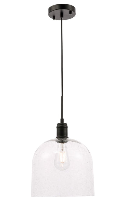 Gabe Pendant by Elegant Lighting – Lights: 1 Light (10.00"L x 10.00"W x 12.40"H) – Finish: Black with Clear Bubble Glass and Clear Seedy Shade – Elegant Lighting-LD6213BK