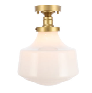 Buy brass-with-frosted-white-glass-and-frosted-shade Lyle Flush Mount Ceiling Light by Elegant Lighting