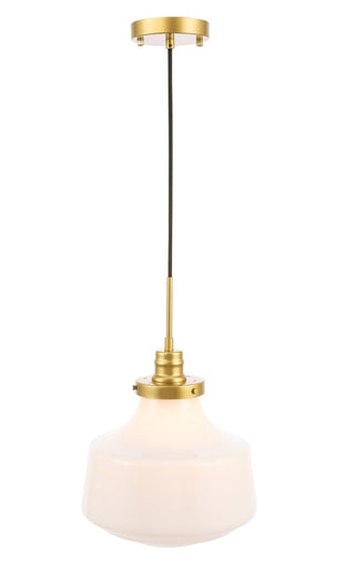 Buy brass-with-frosted-white-glass-and-white-shade Lyle Pendant by Elegant Lighting