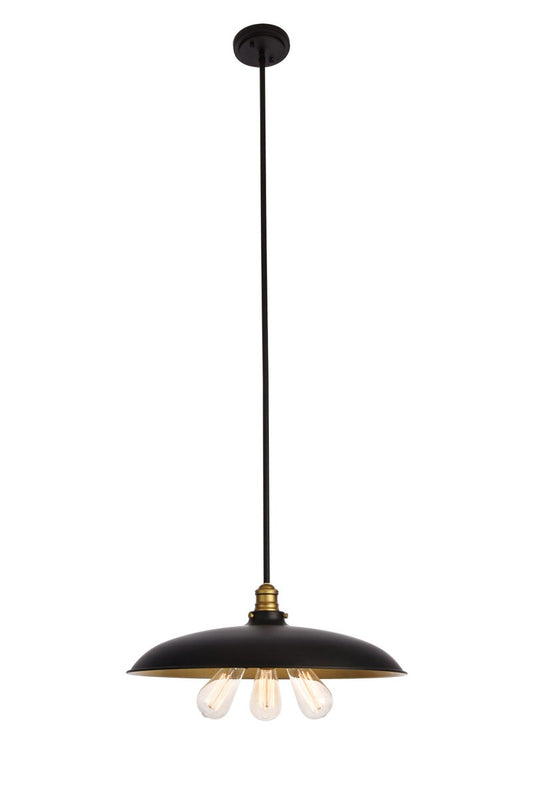 Anders Chandelier by Elegant Lighting – Lights: 3 Light (20.50"L x 20.50"W x 6.50"H) – Finish: black with Black Glass and Metal Shade – Elegant Lighting-LD8004D20BK