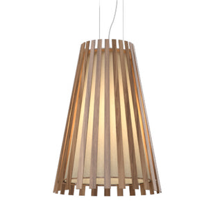 Buy american-walnut Slatted Outdoor (Damp) Pendant by Accord Lighting