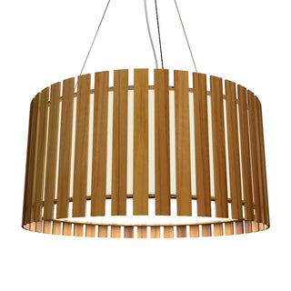 Buy teak-and-beige-tan-shade Slatted Outdoor (Damp) Pendant by Accord Lighting