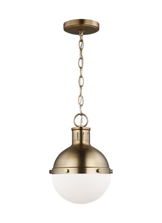 Buy satin-brass-with-smooth-white-glass-and-white-shade Hanks Outdoor (Damp) Pendant by Visual Comfort Studio