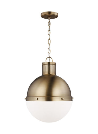 Buy satin-brass-with-smooth-white-glass-and-white-shade Hanks Outdoor (Damp) Pendant by Visual Comfort Studio