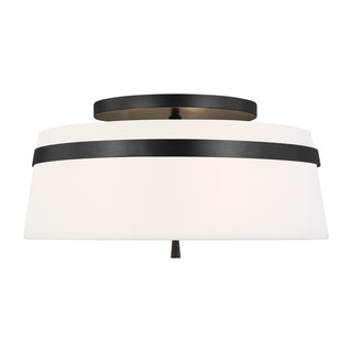 Buy aged-iron-with-white-linen-glass-and-white-shade Cordtlandt Outdoor (Damp) Semi-Flush Mount Ceiling Light by Visual Comfort Studio