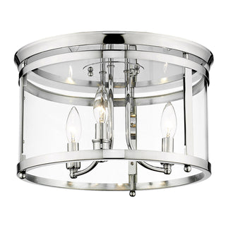 Buy chrome-with-clear-glass-glass-and-clear-shade Payton Outdoor (Damp) Flush Mount Ceiling Light by Golden
