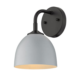 Buy matte-black-with-matte-gray-glass-and-silver-gray-shade Zoey Outdoor (Damp) Sconce by Golden