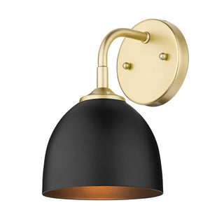Buy olympic-gold-with-matte-black-glass-and-black-shade Zoey Outdoor (Damp) Sconce by Golden