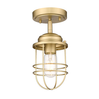 Buy brushed-champagne-brass Seaport Outdoor (Damp) Semi Flush Mount Light by Golden