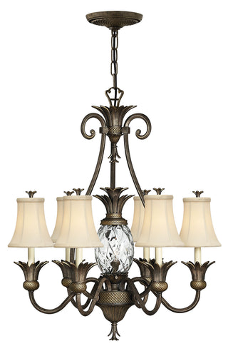 Buy pearl-bronze-with-clear-optic-glass-and-natural-cream-shade Plantation Chandelier by Hinkley