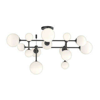Buy satin-black-with-white-white-cased-glass-glass-and-white-shade Sabon Outdoor (Damp) Semi-Flush Mount Ceiling Light by Sonneman