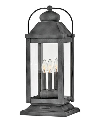 Buy aged-zinc-with-clear-glass-and-clear-seedy-shade Anchorage Outdoor (Wet) Post Lantern by Hinkley