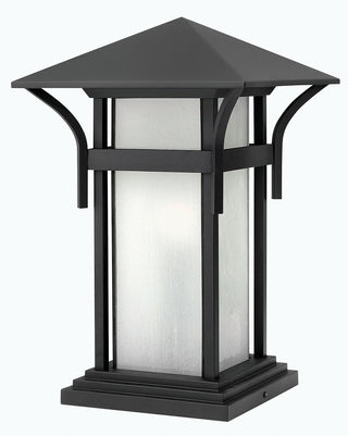 Buy satin-black-with-etched-seedy-bound-glass-and-white-shade Harbor Outdoor (Wet) Post Lantern by Hinkley
