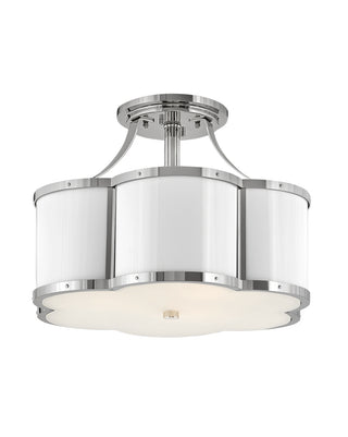 Buy polished-nickel-with-etched-lens-glass-and-opal-shade Chance Semi-Flush Mount Ceiling Light by Hinkley