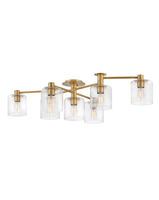 Buy heritage-brass-with-clear-glass-and-clear-shade Axel Semi-Flush Mount Ceiling Light by Hinkley