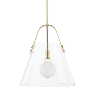 Buy aged-brass-with-clear-glass-and-clear-shade Karin Outdoor (Damp) Pendant by Mitzi