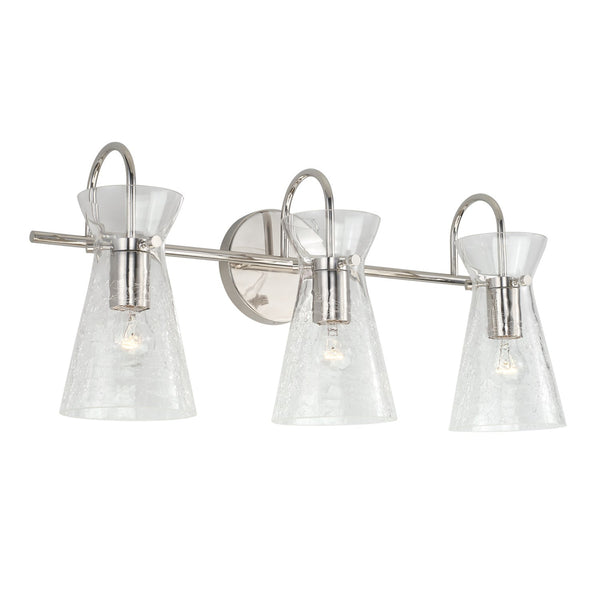 Three Light Vanity from the Mila Collection in Polished Nickel Finish by Capital Lighting (Clearance Display, Final Sale)