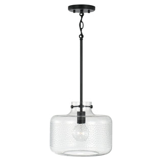 Buy matte-black-with-clear-pebbled-glass-glass-and-clear-shade Brighton Pendant by Capital Lighting