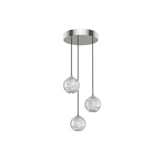 Buy polished-nickel-with-clear-carved-acrylic-glass-and-clear-textured-shade Marni Pendant by Alora