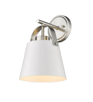 Buy matte-white-brushed-nickel-with-matte-white-glass Z-Studio Outdoor (Damp) Sconce by Z-Lite