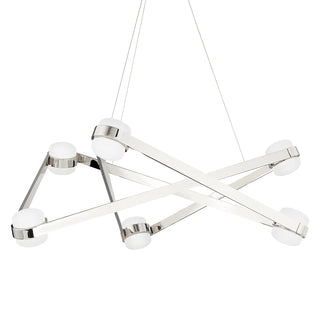 Buy polished-nickel-and-white-shade Orbit Outdoor (Damp) Chandelier by Hudson Valley