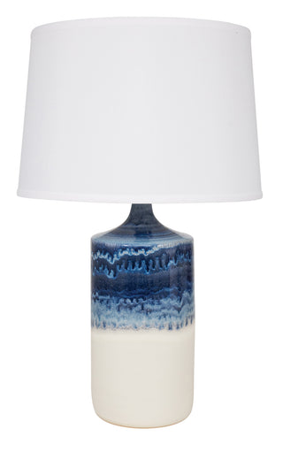 Buy decorated-white-matte-with-white-linen-hardback-glass Scatchard Table Lamp by House of Troy