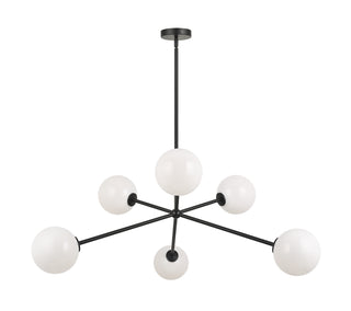 Buy black-with-opal-glass-glass-and-white-shade Novo Chandelier by Matteo Lighting