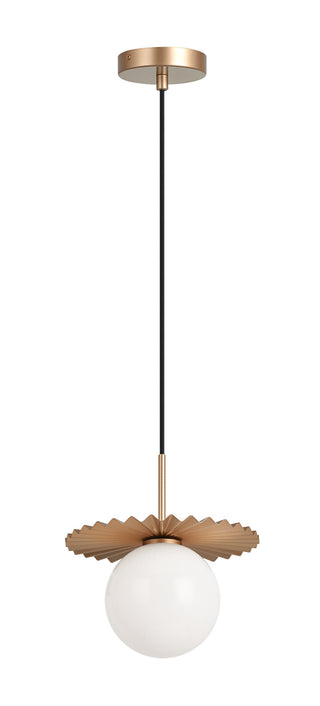 Buy matte-gold-with-opal-glass-glass-and-white-shade Modern Ruff Pendant by Matteo Lighting