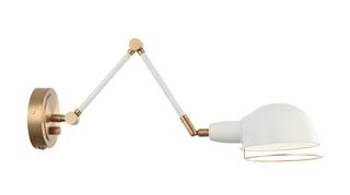 Buy aged-gold-brass-white-with-black-glass Blare Sconce by Matteo Lighting