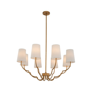Buy new-brass-with-fabric-shade-white-glass-and-white-shade Sophia Chandelier by Kalco