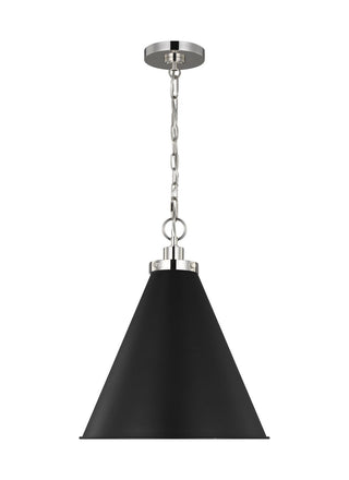 Buy midnight-black-and-polished-nickel-with-midnight-black-glass-and-black-shade Wellfleet Outdoor (Damp) Pendant by Visual Comfort Studio