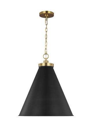 Buy midnight-black-and-burnished-brass-with-midnight-black-glass-and-black-shade Wellfleet Outdoor (Damp) Pendant by Visual Comfort Studio