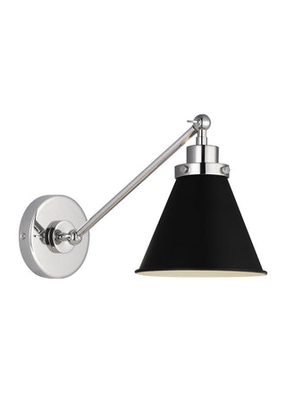 Buy midnight-black-and-polished-nickel-with-midnight-black-glass-and-metal-shade Wellfleet Outdoor (Damp) Sconce by Visual Comfort Studio