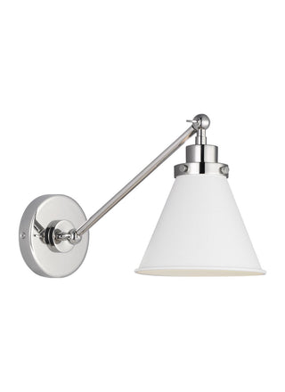 Buy matte-white-and-polished-nickel-with-matte-white-glass-and-metal-shade Wellfleet Outdoor (Damp) Sconce by Visual Comfort Studio