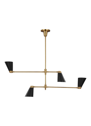 Buy burnished-brass-with-midnight-black-glass-and-metal-shade Signoret Outdoor (Damp) Chandelier by Visual Comfort Studio