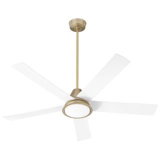 Buy aged-brass-finish-with-white-blades Temple Outdoor (Damp) Ceiling Fan by Quorum
