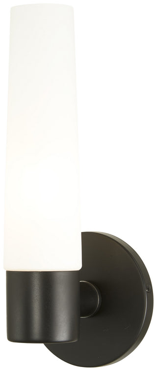 Buy coal-black-with-etched-opal-glass-and-white-shade Saber Outdoor (Damp) Sconce by George Kovacs