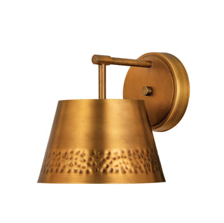 Buy rubbed-brass-with-rubbed-brass-glass-and-metal-shade Maddox Sconce by Z-Lite