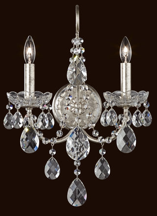 Buy antique-silver-with-clear-heritage-crystal-glass-and-clear-shade Sonatina Outdoor (Damp) Sconce by Schonbek