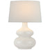 Ivory with 15" x 17" x 10.5" Linen Oval Glass and White Shade