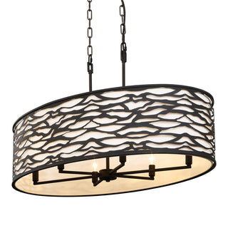 Buy carbon-black-and-natural-cream-shade Kato Pendant by Varaluz